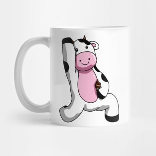 Cute Fat Funny Dancing Cow holding ice cream Mug